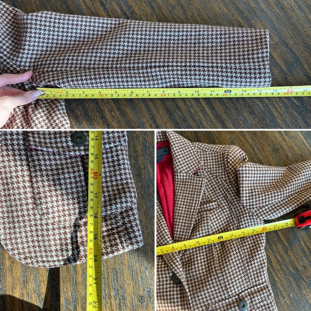 American Eagles Vintage 90s Brown Houndstooth Wool Blazer - Picture 12 of 12